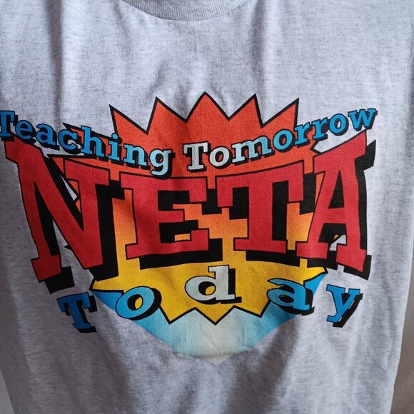 Vintage Mens T-shirt Single Stitch Large 1990's NETA Nebraska Education Gray USA - Picture 2 of 5